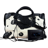 Balenciaga City Bag Canvas Leather Black Beige