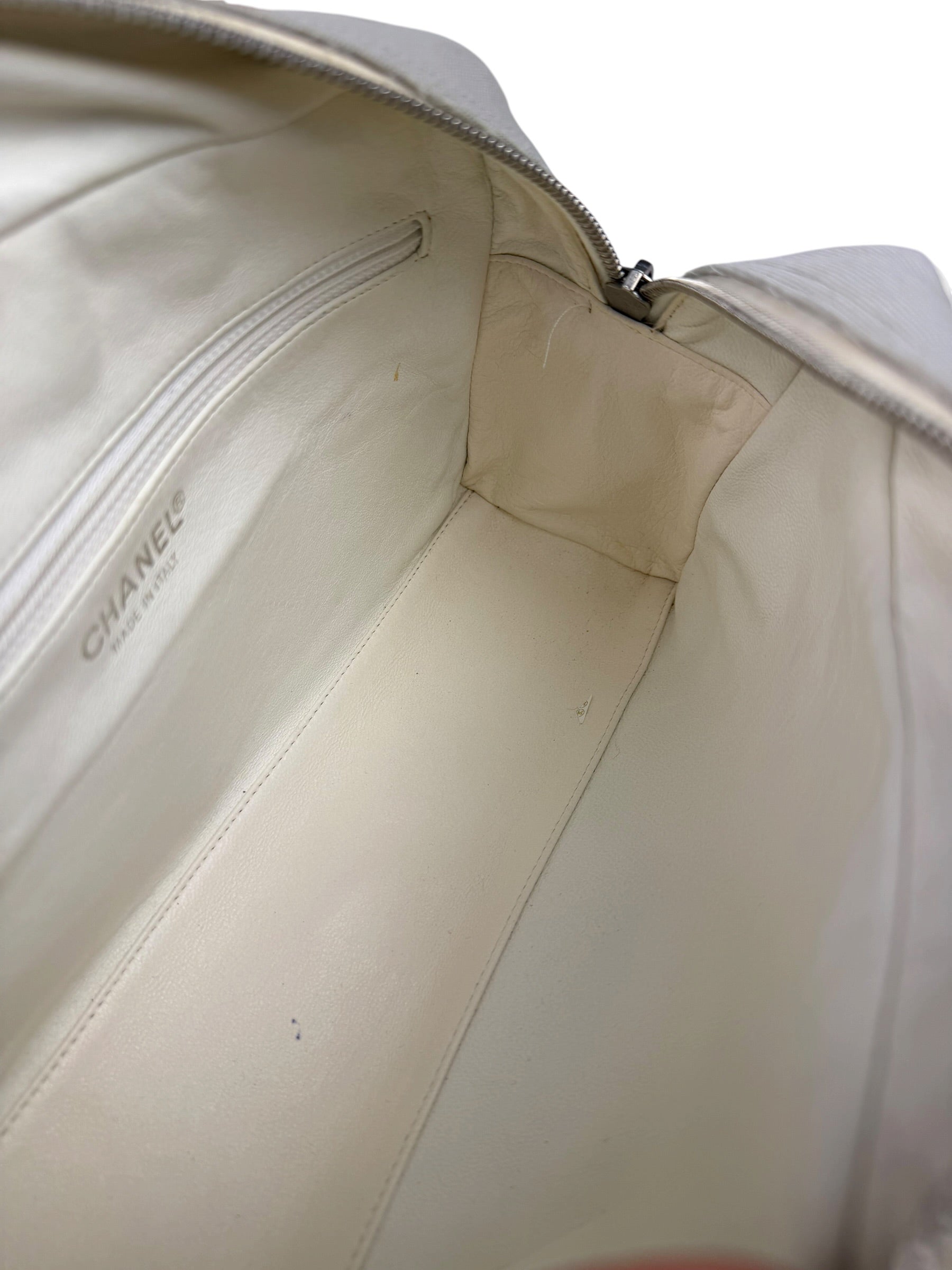 Chanel Grey Quilted Leather Trim Bowling Bag 2000