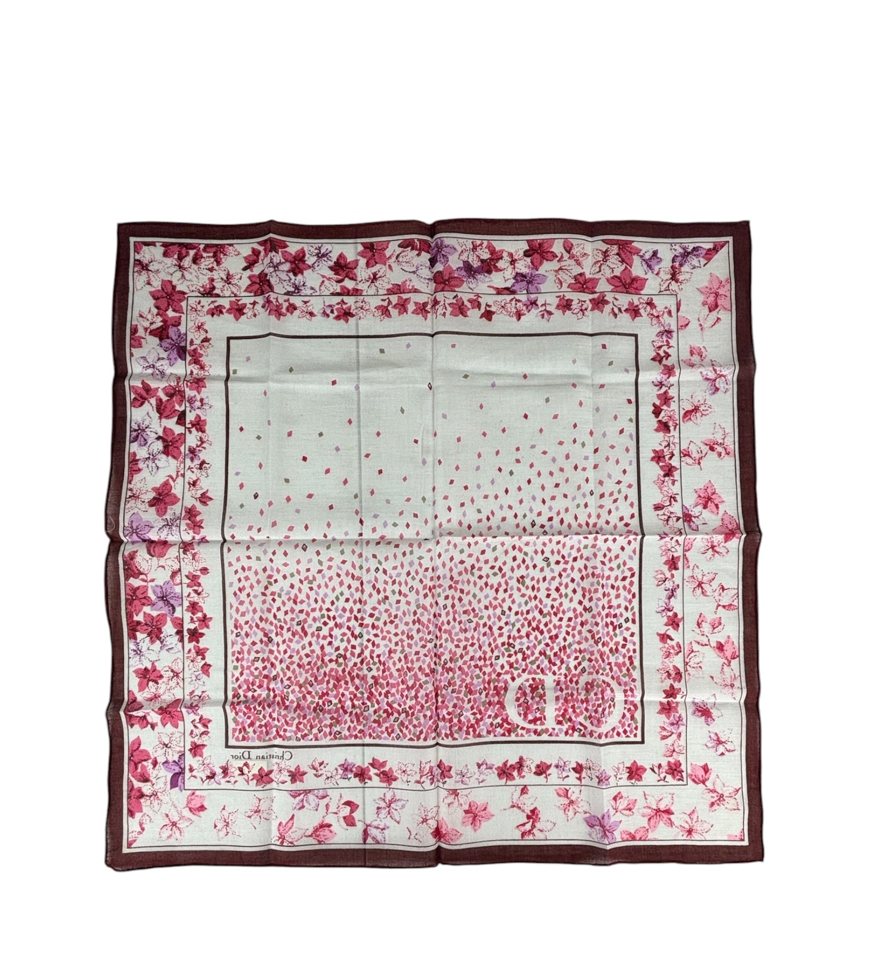 Christian Dior Vintage Floral Print Silk Handkerchief/Scarf