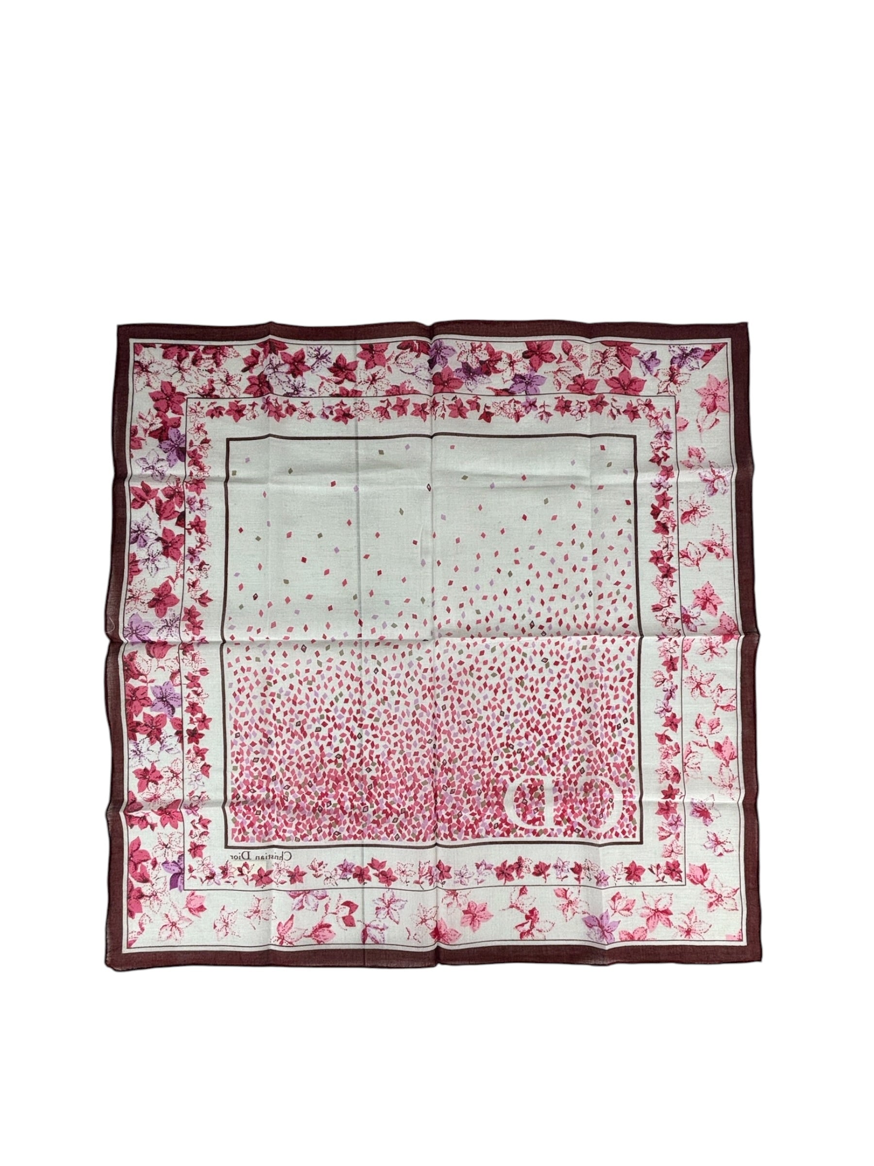Christian Dior Vintage Floral Print Silk Handkerchief/Scarf