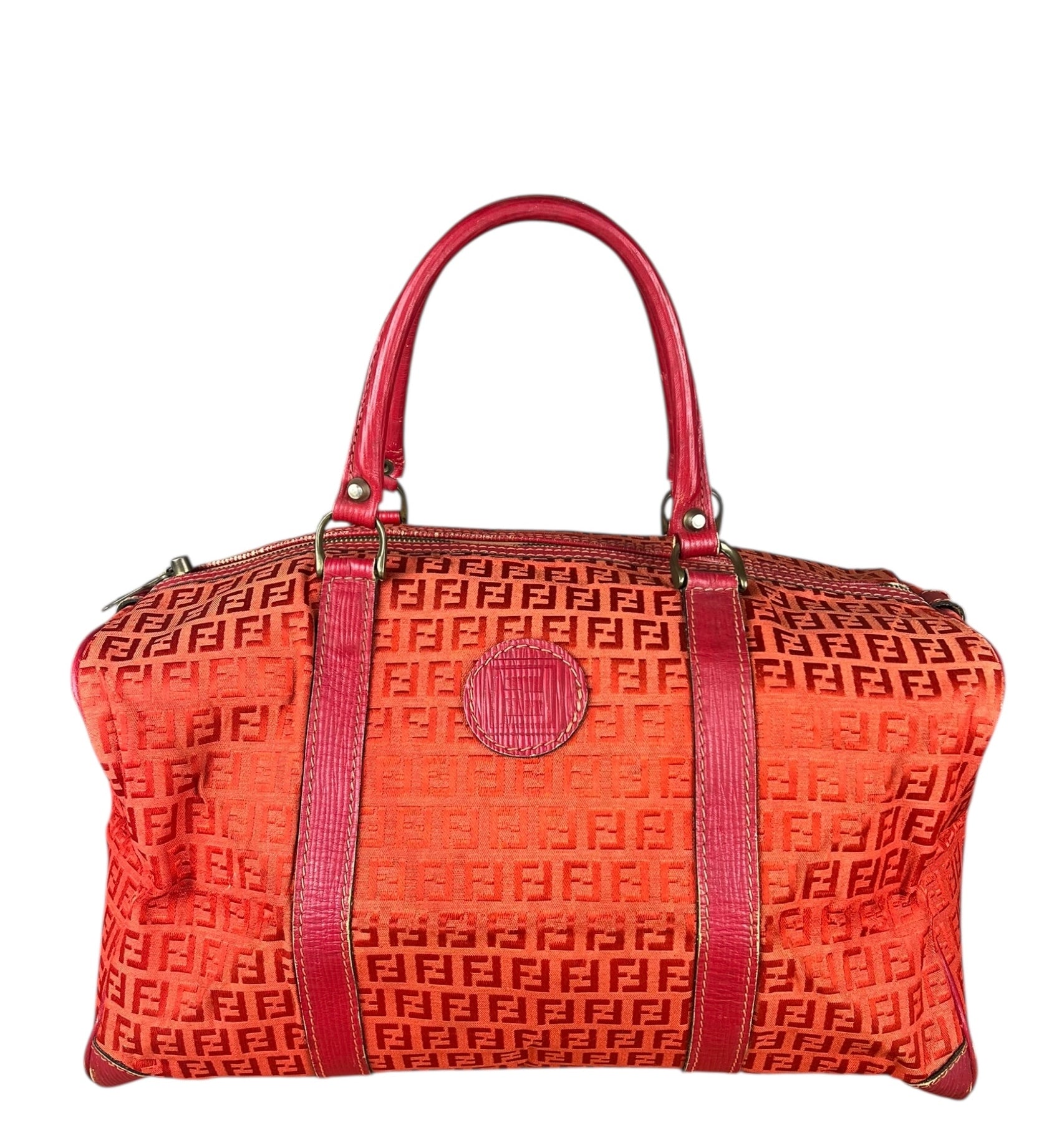 Fendi FF Vintage Boston Bag Red