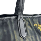 Prada Green/Black Nylon Tessuto Stampato Shoulder Bag