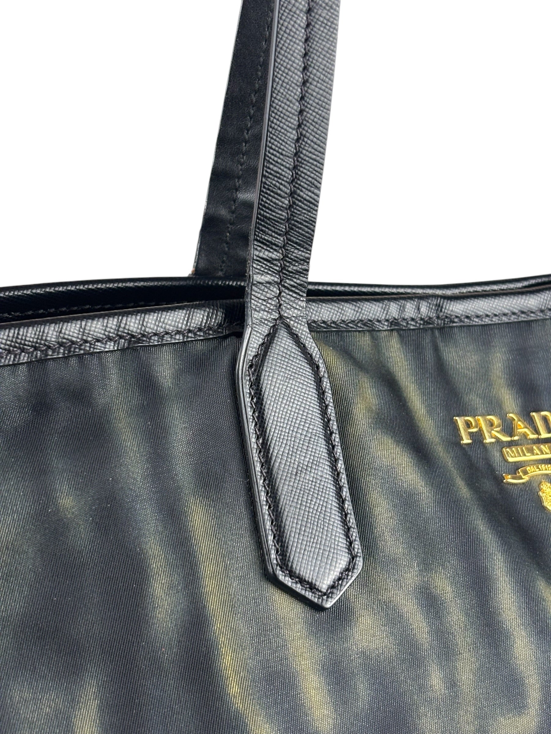 Prada Green/Black Nylon Tessuto Stampato Shoulder Bag