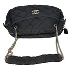 Chanel Black Quilted Satin Chain Shoulder Bag 2008