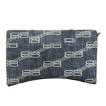 Balenciaga Blue Denim Hourglass Monogram Wallet On Chain