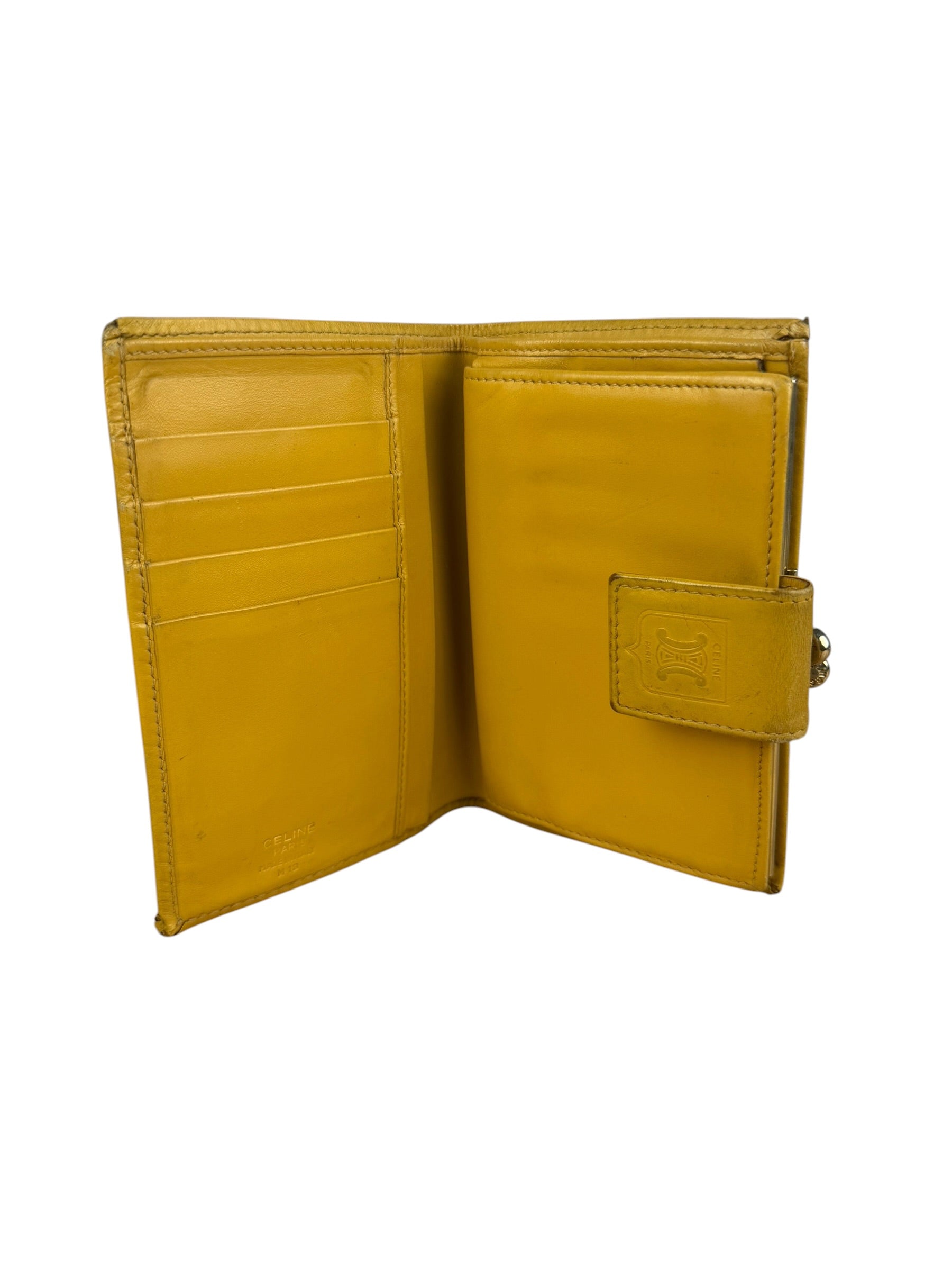 Celine Vintage Brown Macadam Bifold Kisslock Wallet