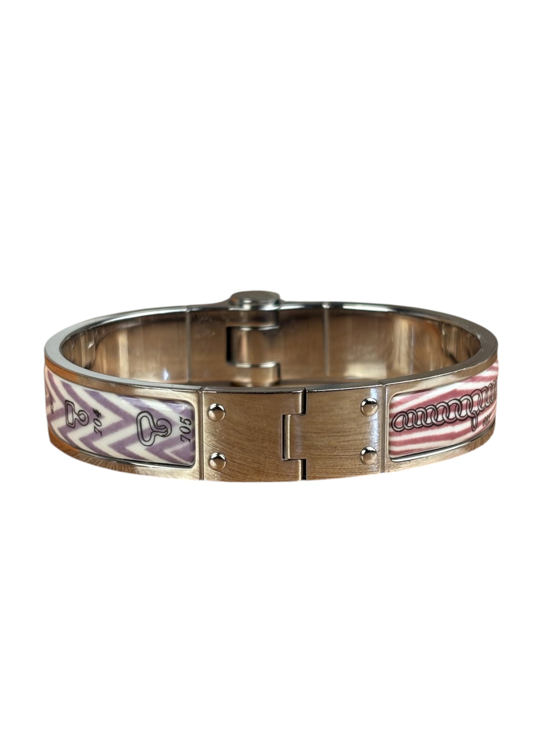 Hermes Palladium Plated Charniere Enamel Bangle PM