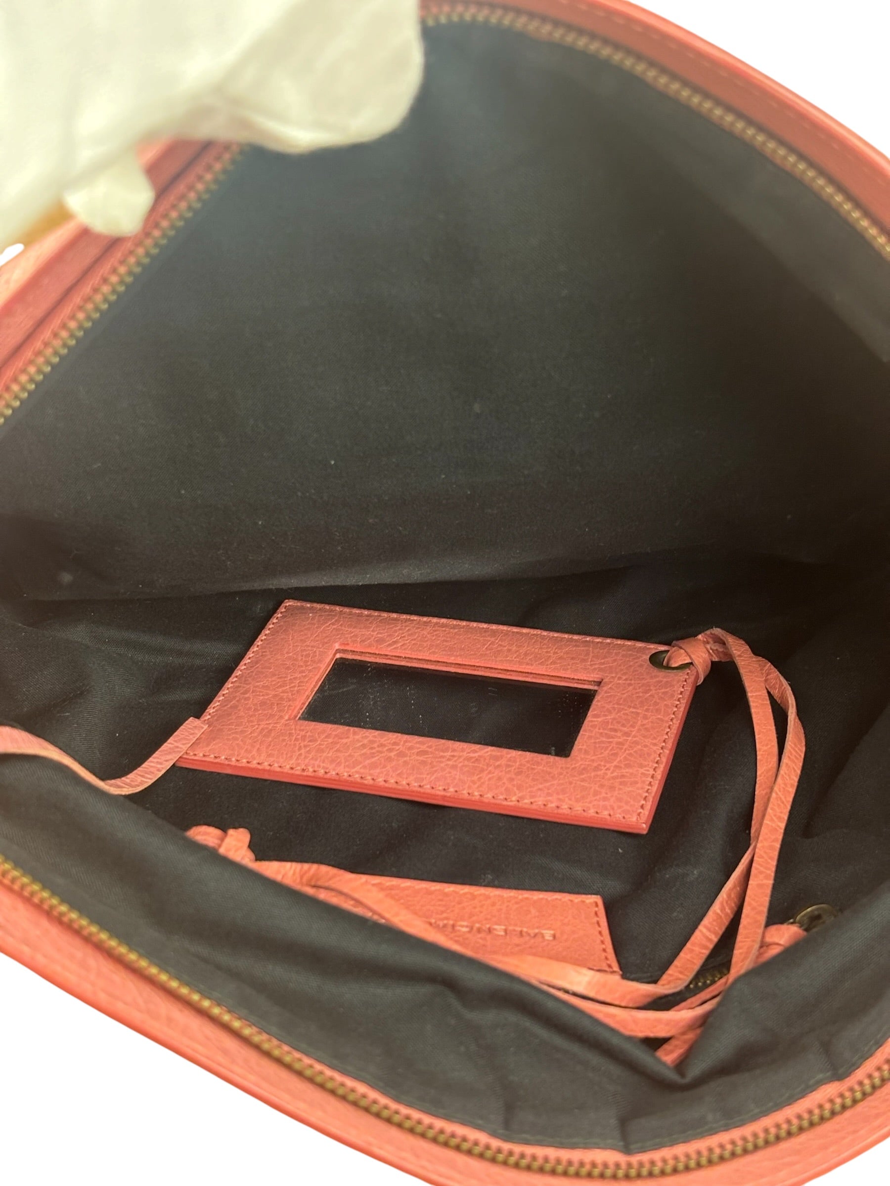 Balenciaga Rose Burbon Leather Large Premier Clutch Bag