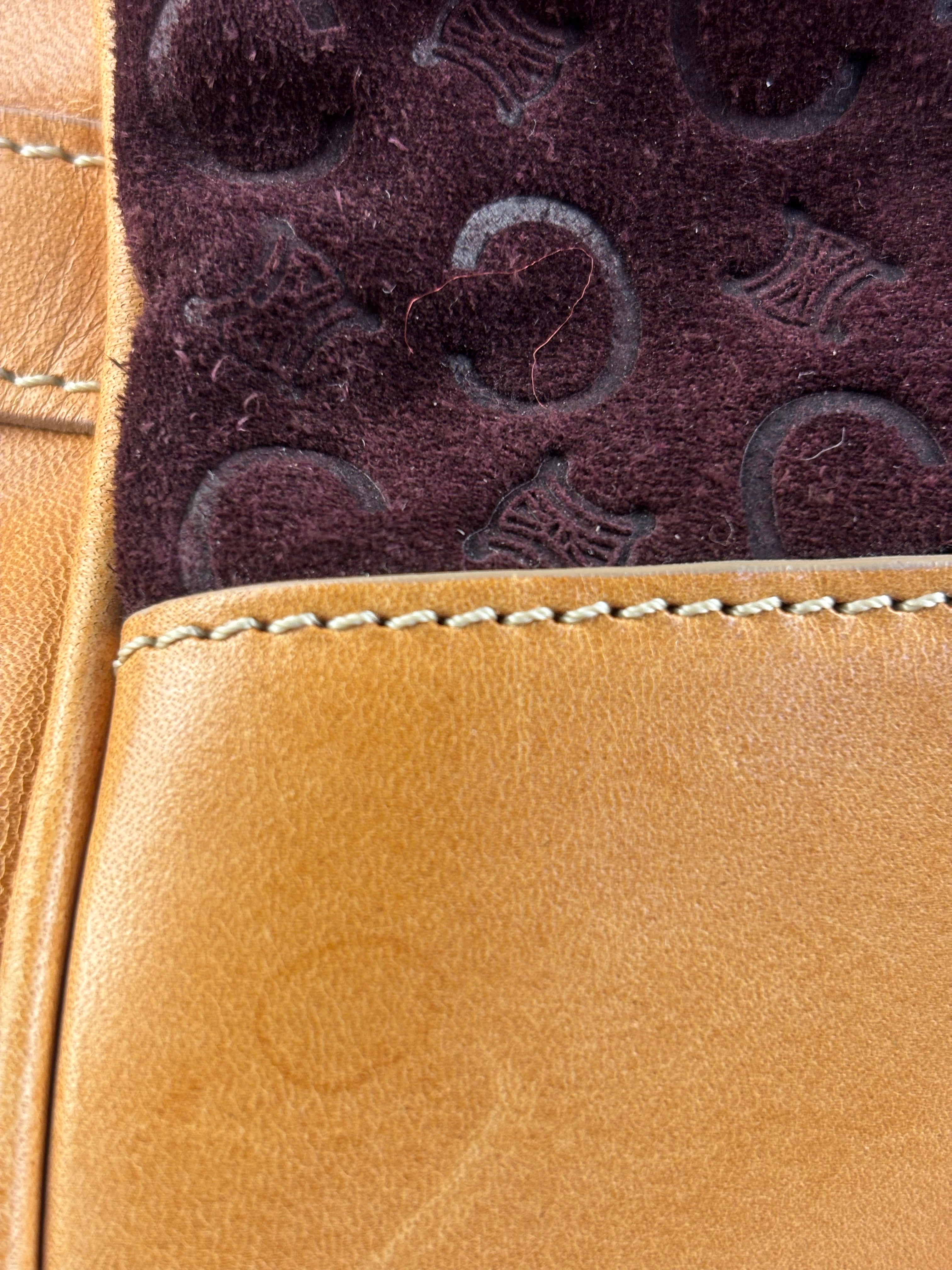 Celine Vintage Suede Macadam Leather Bowler Bag