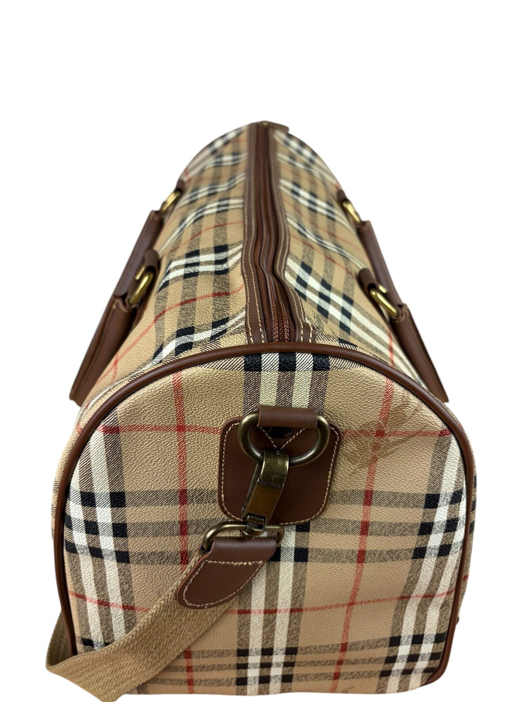 Burberry Beige/Brown Leather Haymarket House Check Boston Two-Way Bag