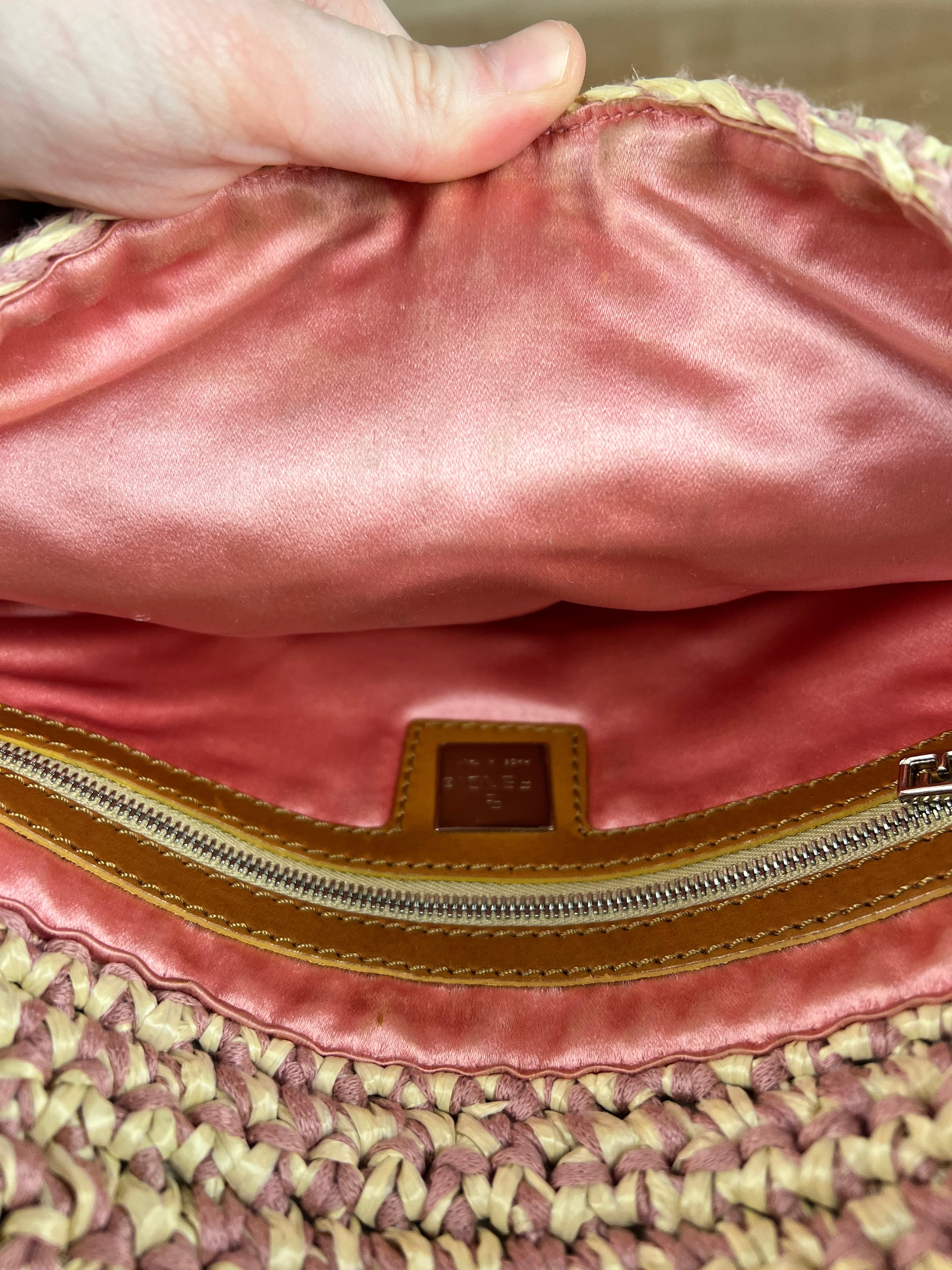 Fendi Raffia Crochet Baguette