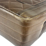 Chanel Vintage Brown V-Flap Border Shoulder Bag