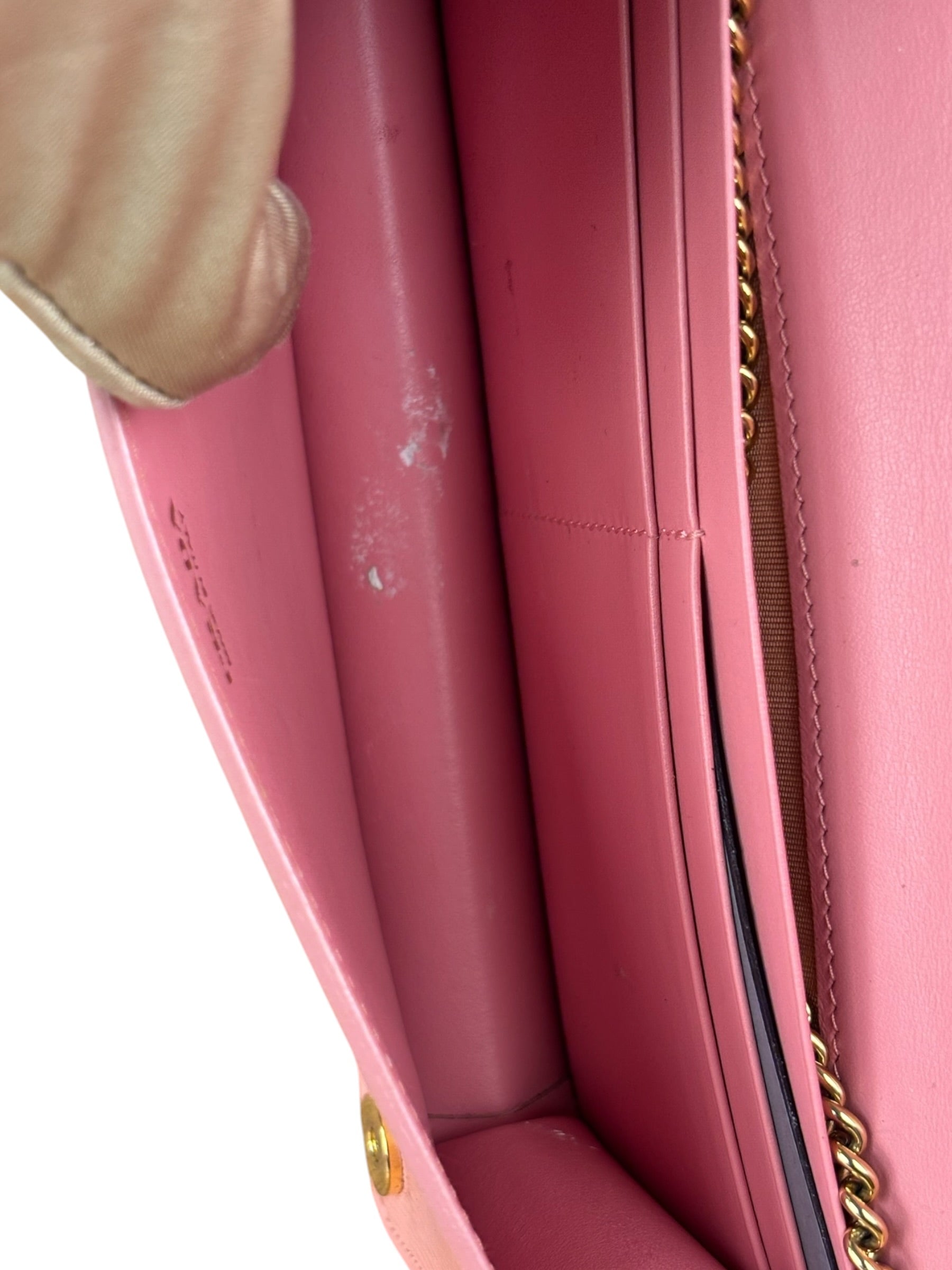 Prada Pink Saffiano Leather Wallet On Chain
