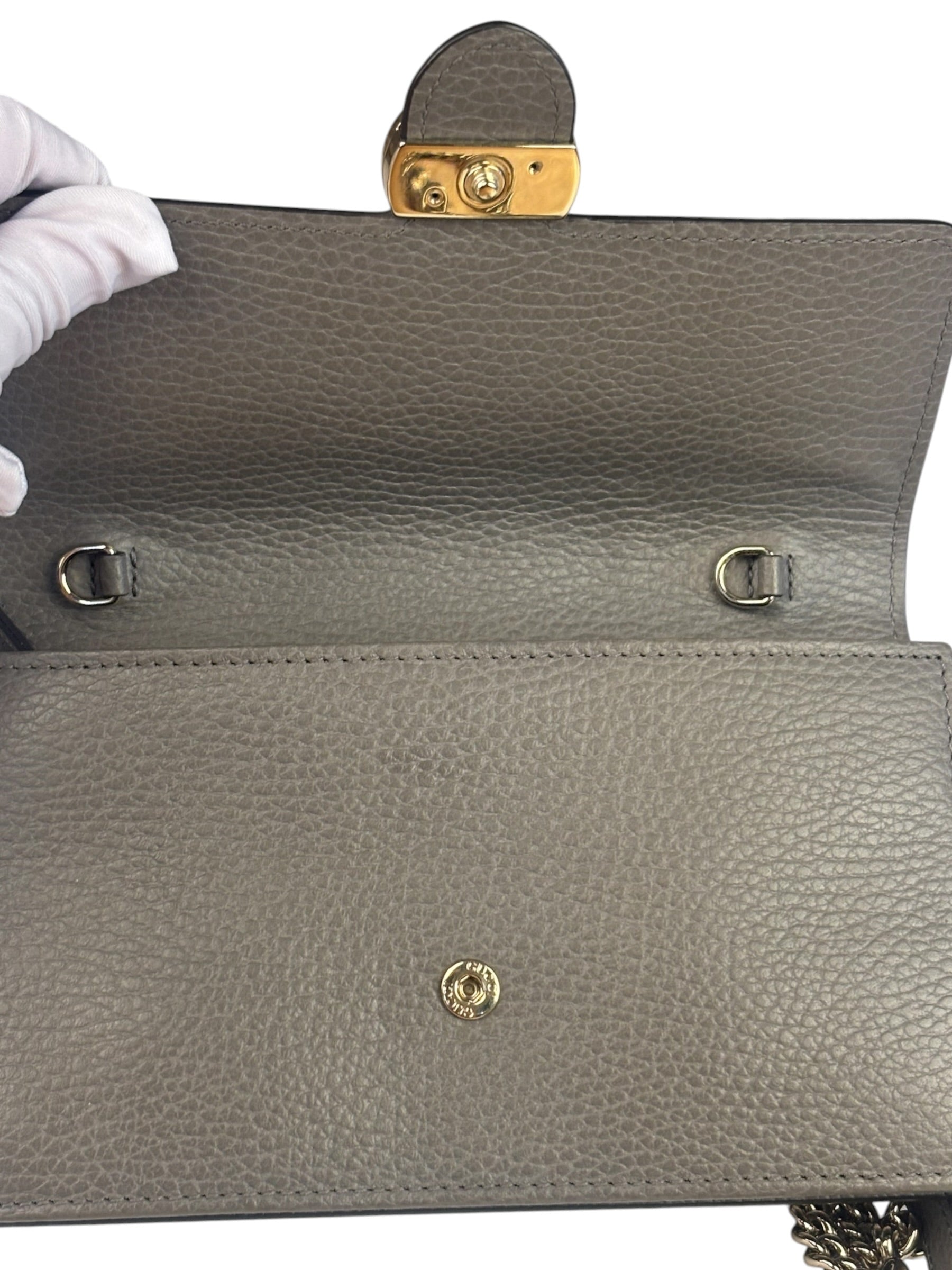 Gucci Grey Leather Wallet On Chain