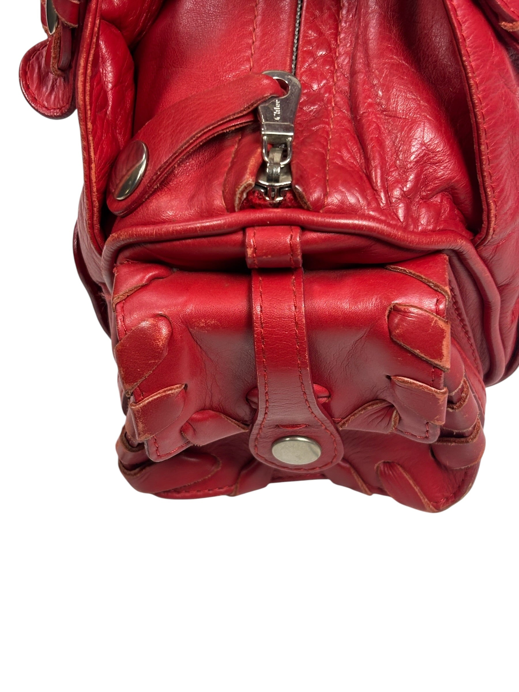 Chloe Red Leather Silverado Shoulder Bag