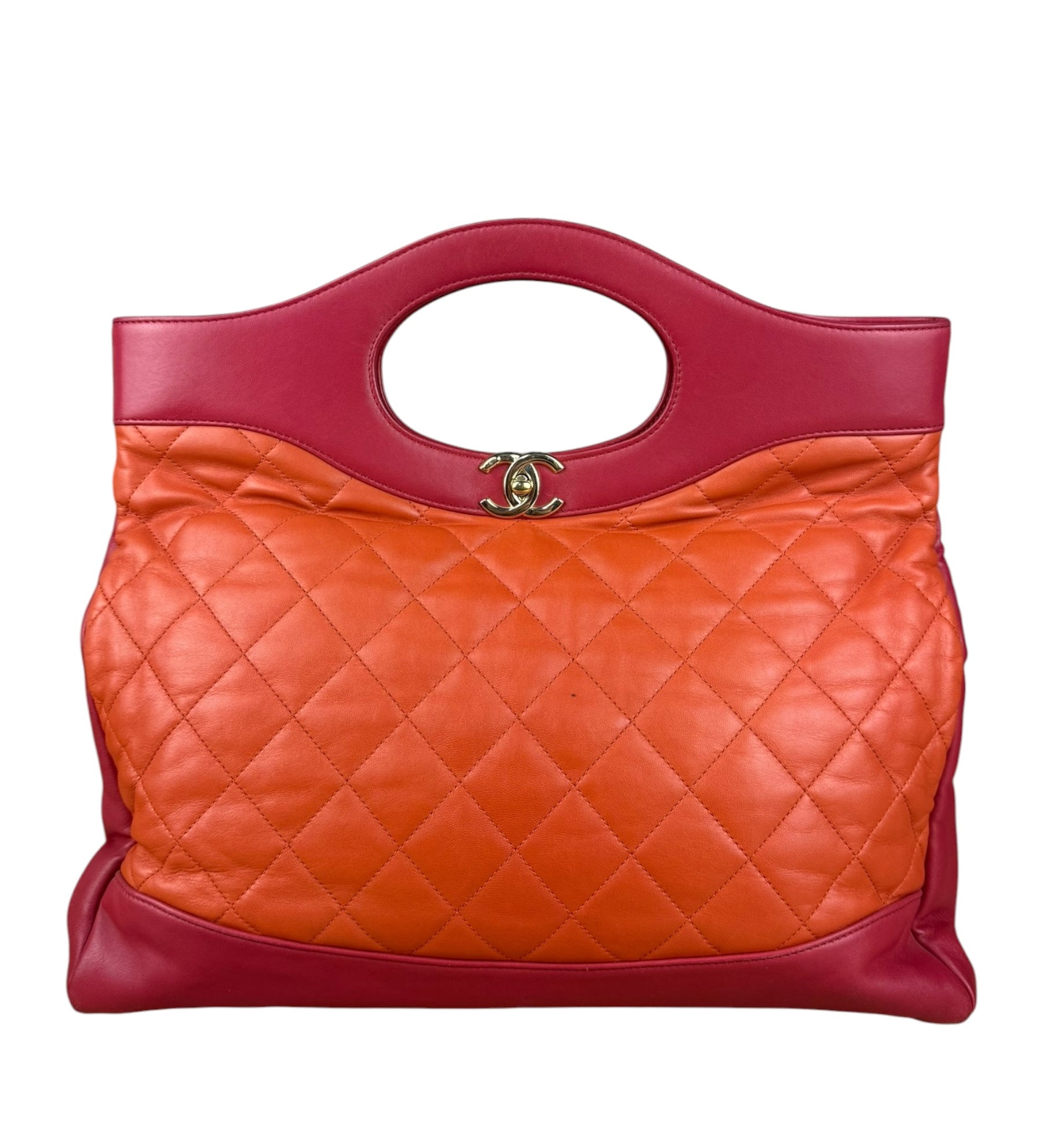 Chanel 31 Pink Leather Quilted Shopping Clutch Shoulder Bag 2018