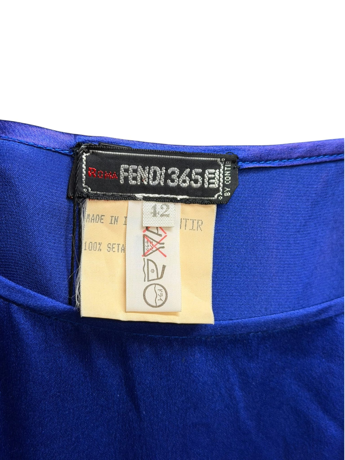 1970s Fendi Roma 365 Royal Blue Silk Top
