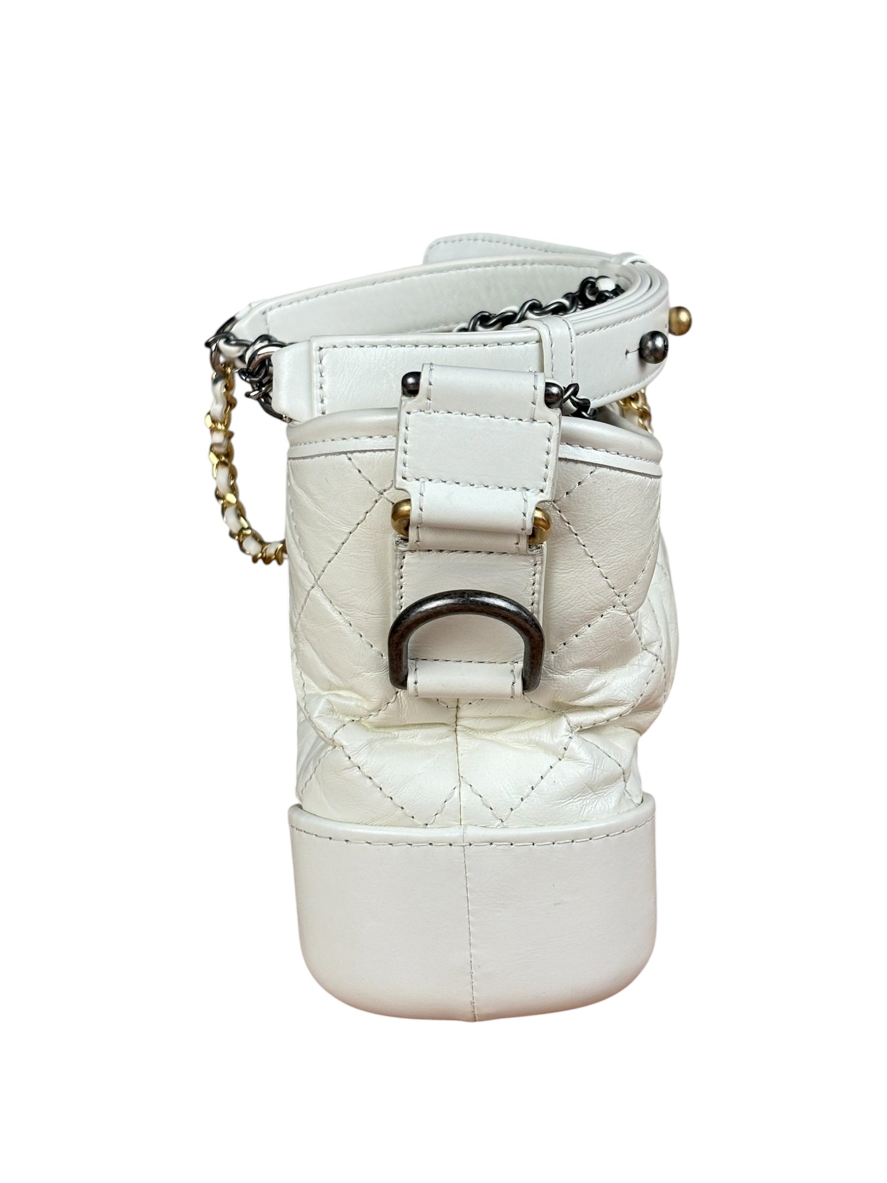 Chanel White Quilted Leather Small Gabrielle Hobo Bag 2019