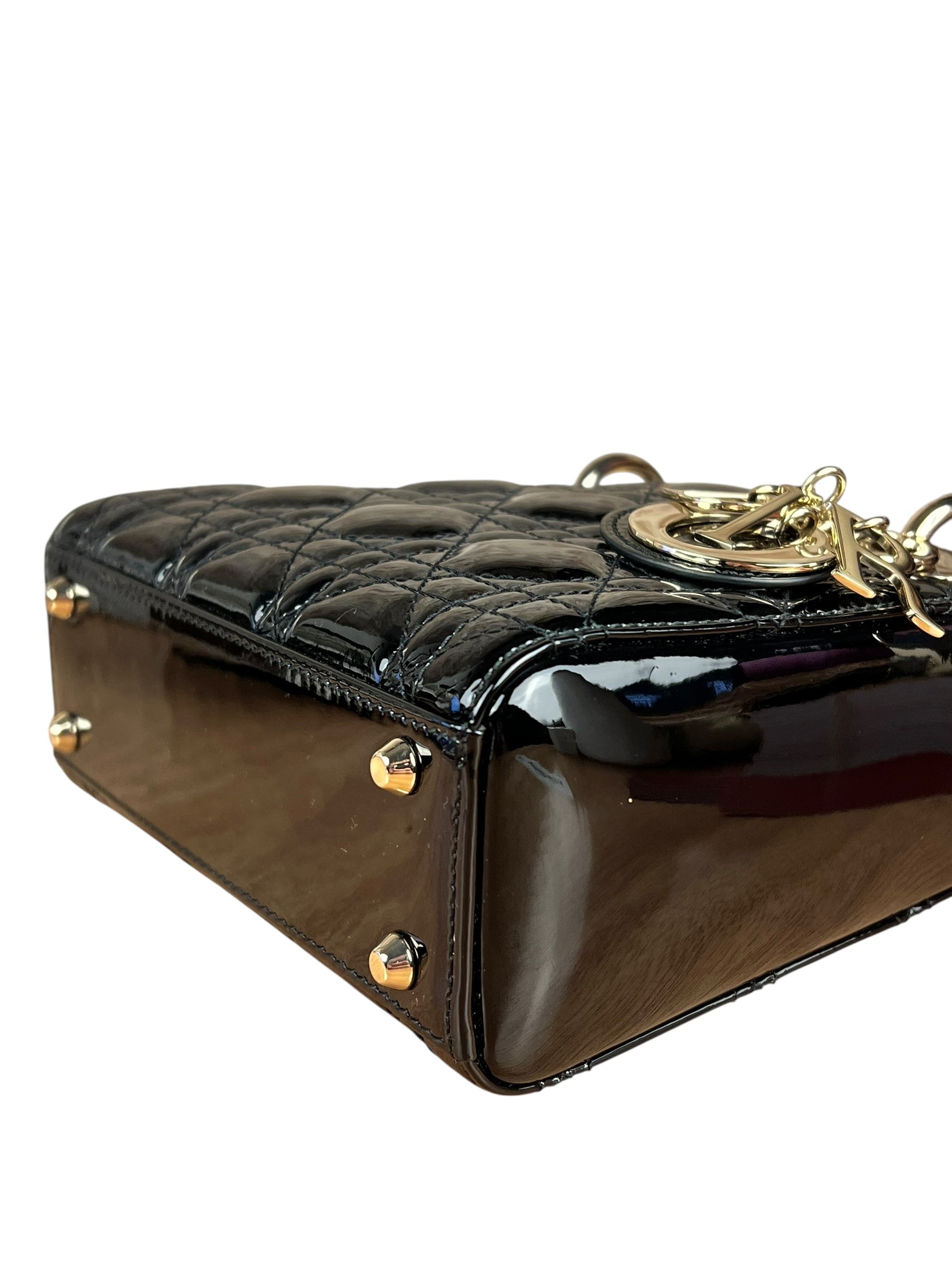 Dior Patent Cannage Mini Lady Dior Black