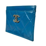 Chanel Blue Patent Quilted CC Cardholder 2016