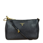 Prada Black Pebbled Leather Pochette