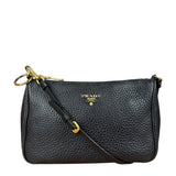Prada Black Pebbled Leather Pochette