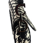 Christian Dior White/Black Leather Houndstooth Micro Saddle Bag