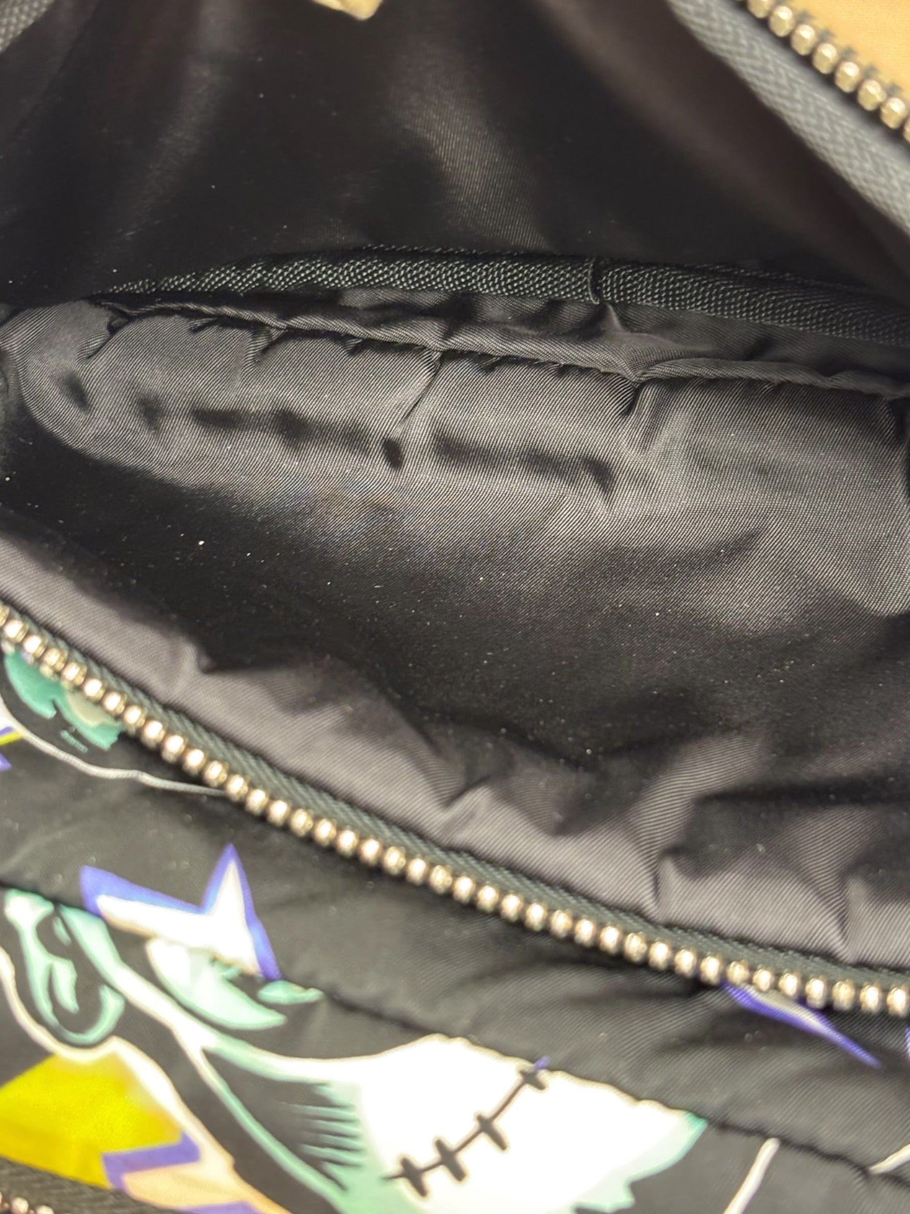 Prada Multicolor Nylon Leather Trim Frankenstein Print Pouch