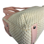 Chanel Cream/Pink Leather Lax Crochet Bowler Shoulder Bag 2004