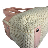 Chanel Cream/Pink Leather Lax Crochet Bowler Shoulder Bag 2004