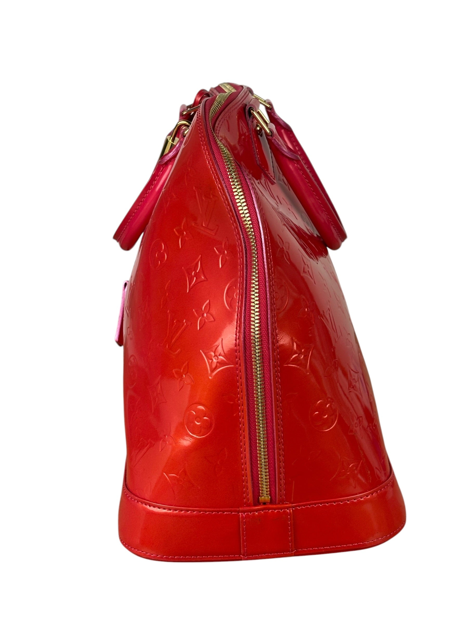 Louis Vuitton Apple Red Vernis Alma Handbag GM