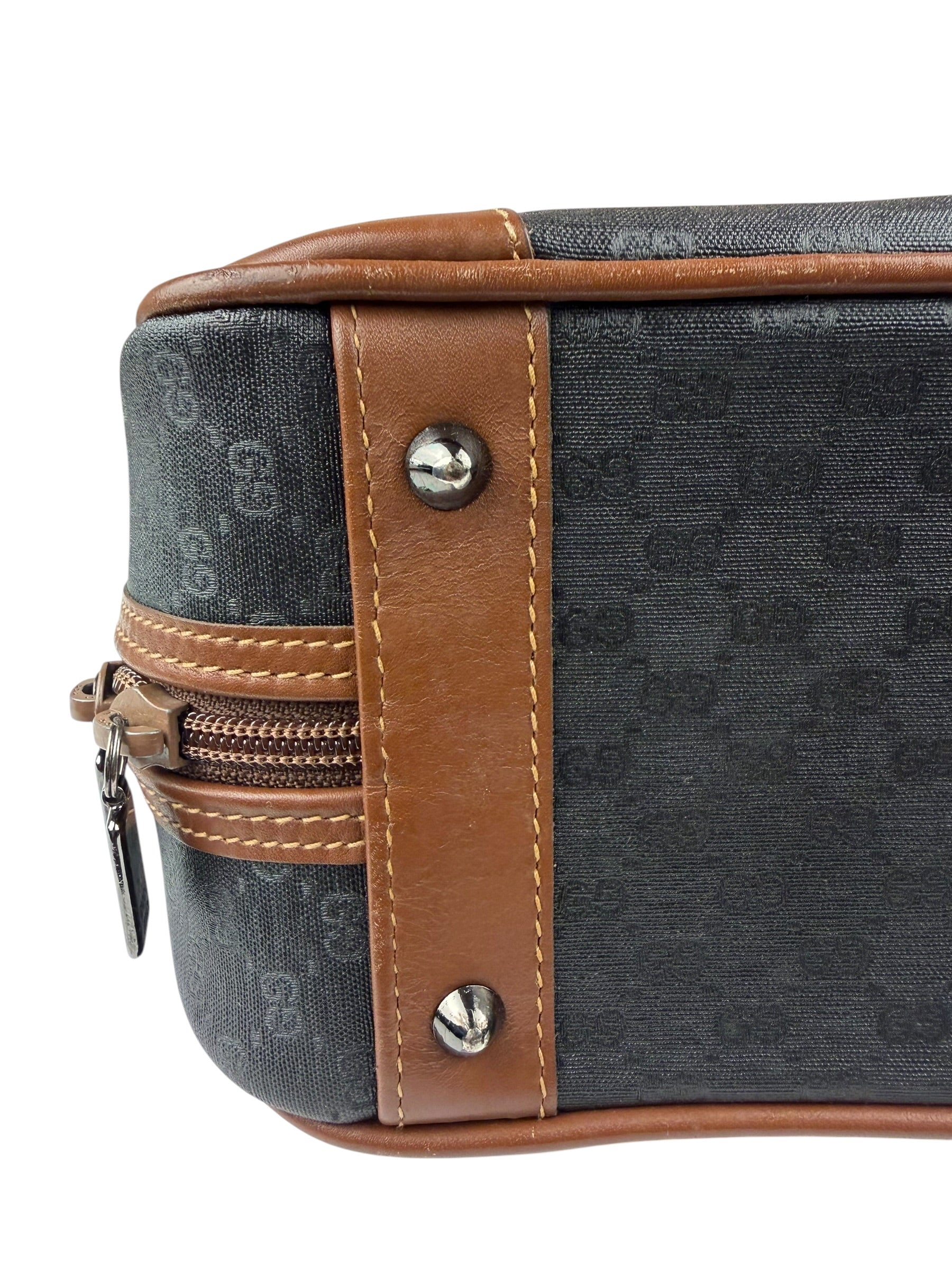 Gucci Vintage Micro GG Black/Brown Supreme Satchel Hand Bag