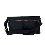 Gucci Black Leather Trim GG Double Pocket Bel Bag