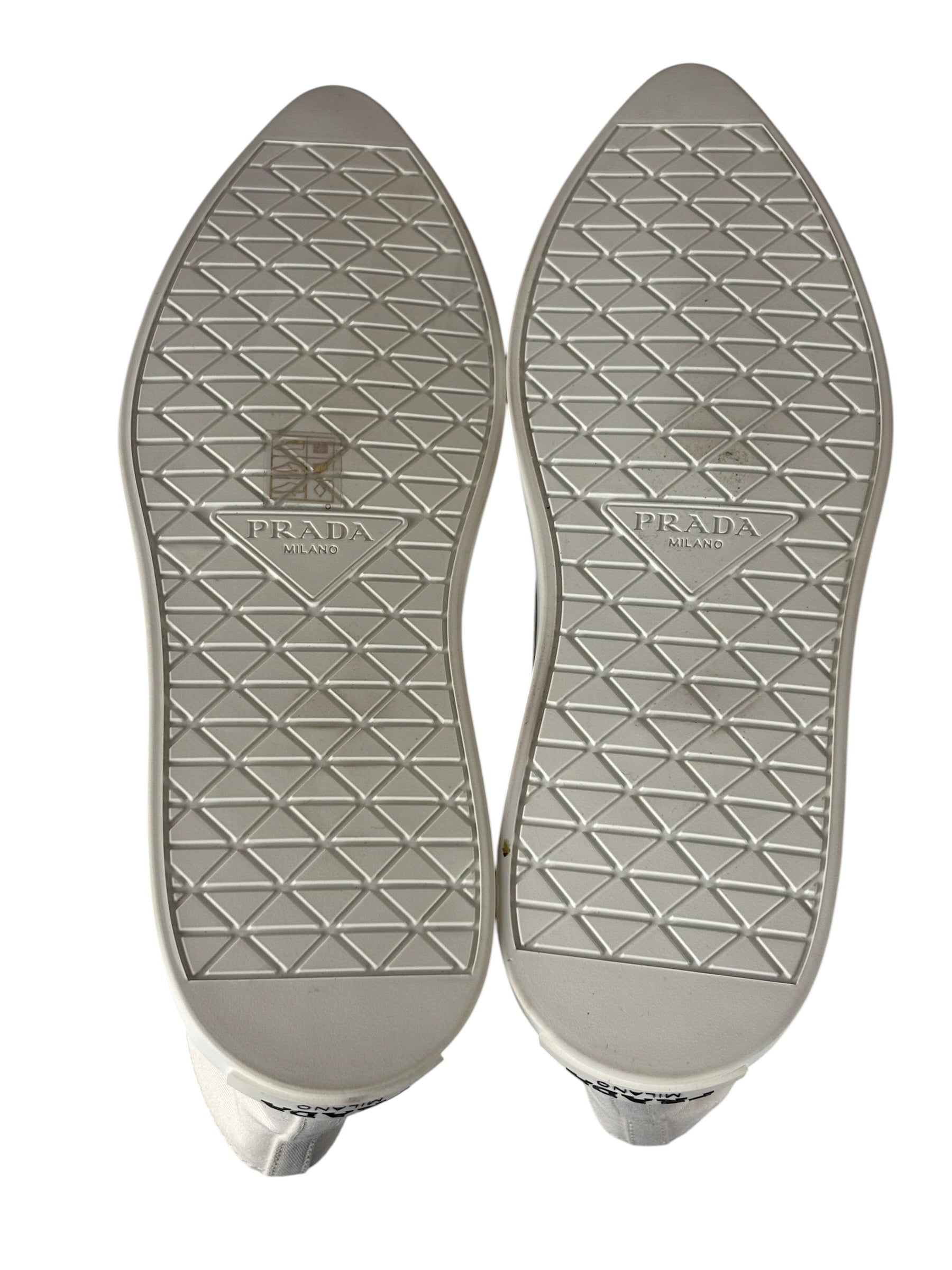 Prada Canvas Olka Dot High Top Point Sneakers