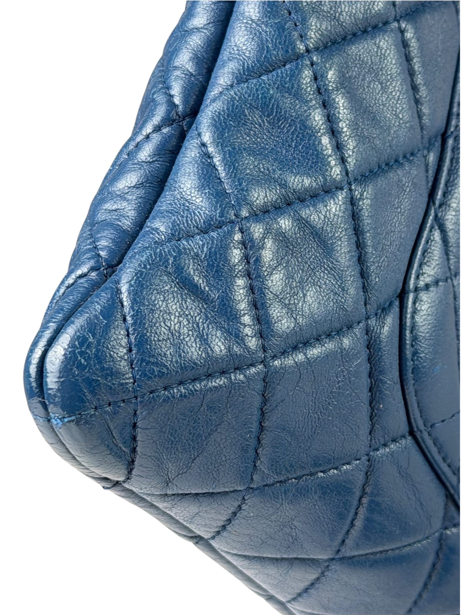 Chanel Blue Quilted Leather O-Case Zipped Pouch 2017