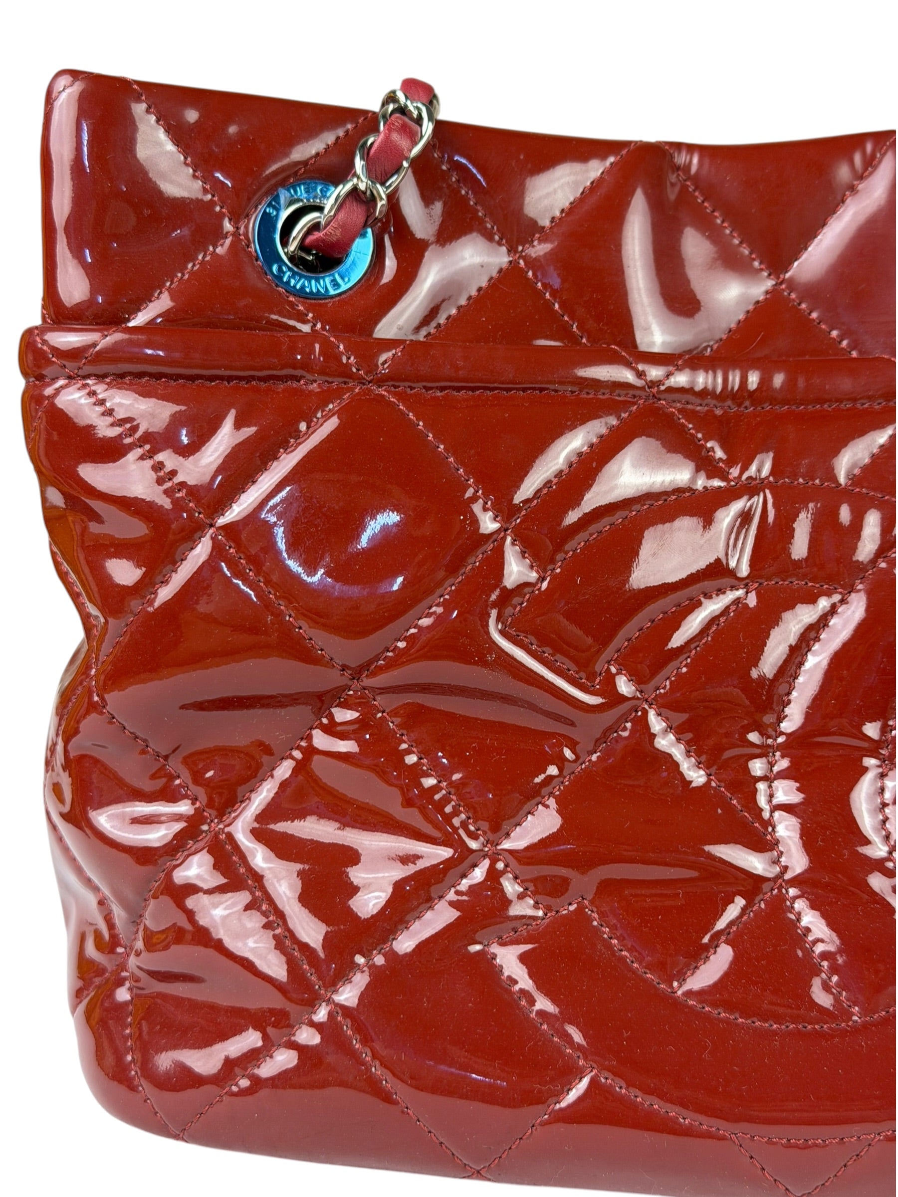 Chanel Patent Red Quilted S Shopper Tote 2013