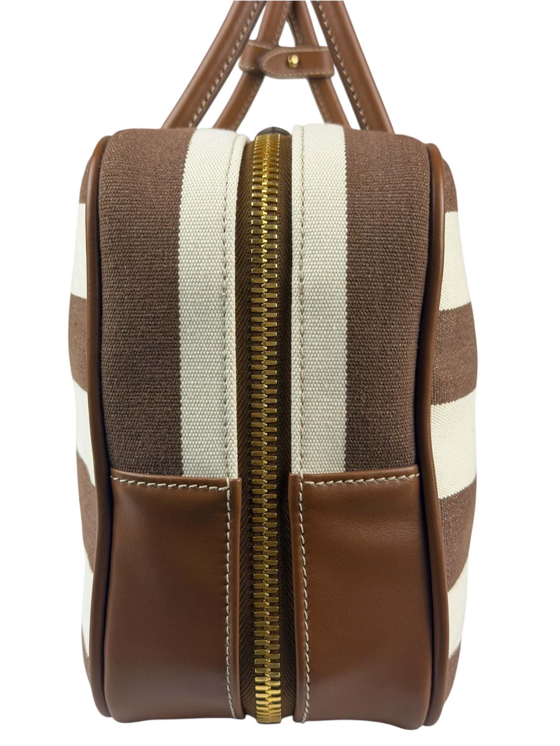 Miu Miu Canvas Stripped Beau Top Handle Bag