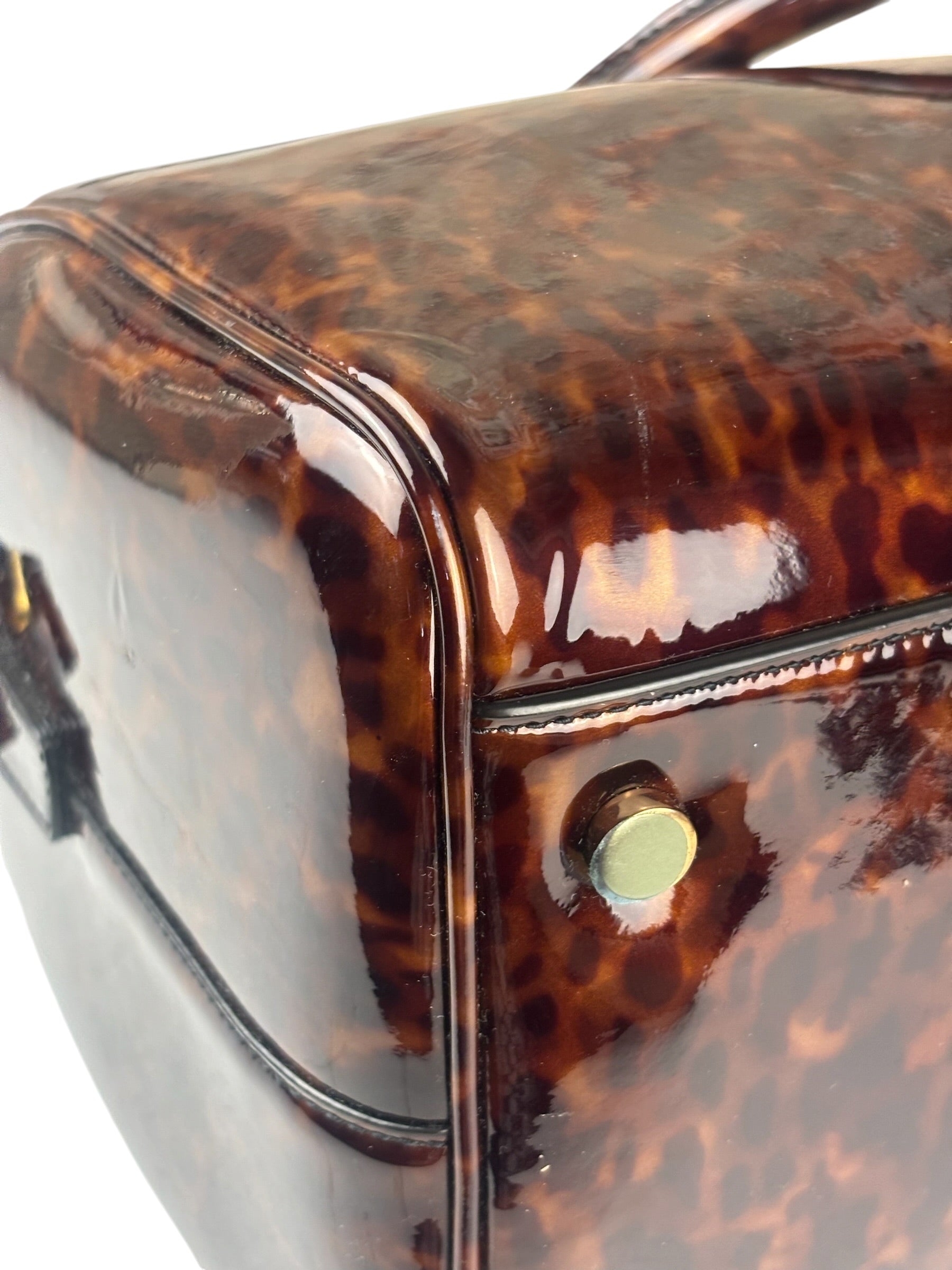 YSL Patent Leather Tortoise Shell Duffle