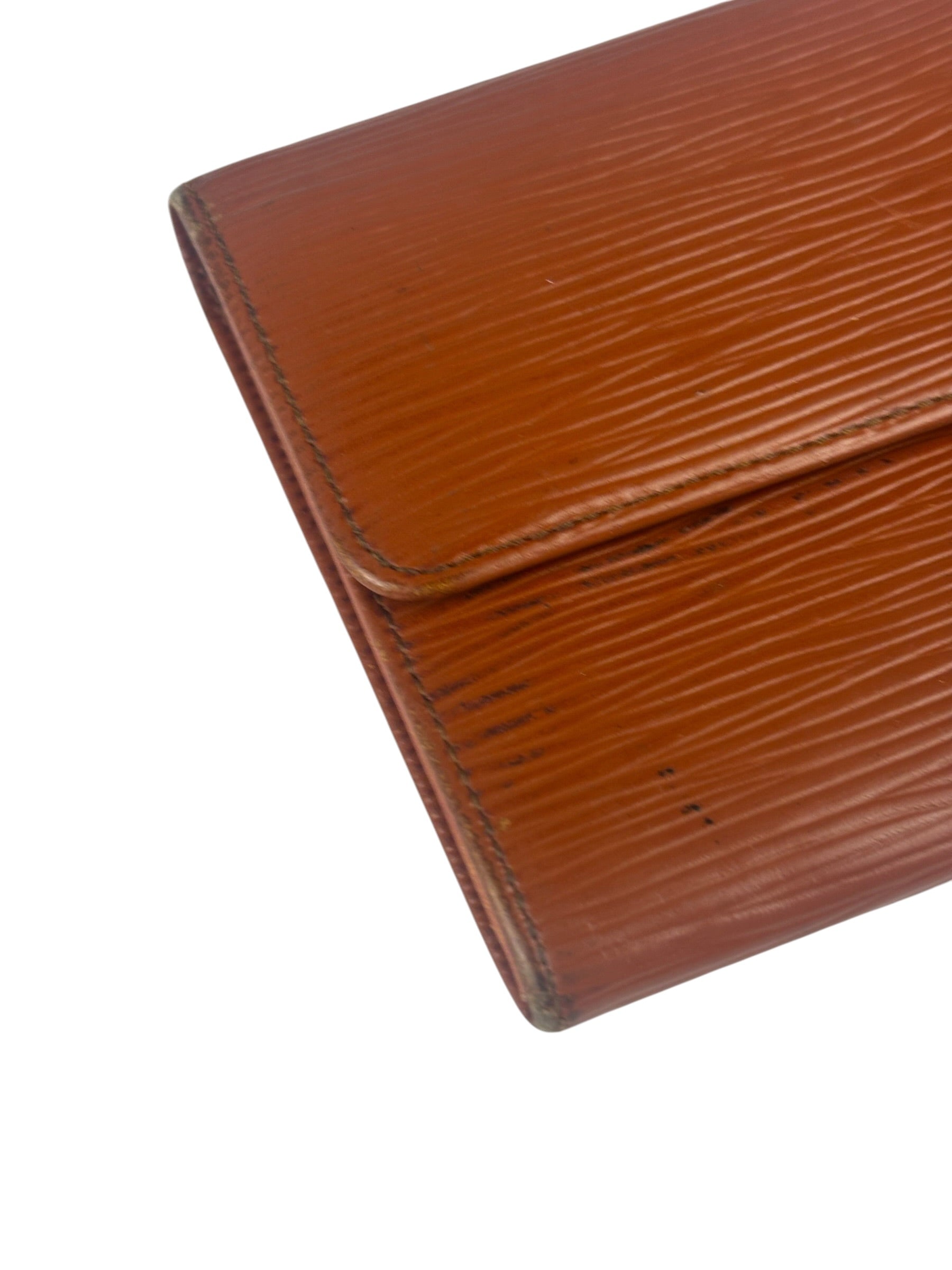 Louis Vuitton Orange Epi Leather Sarah Long Flap Wallet
