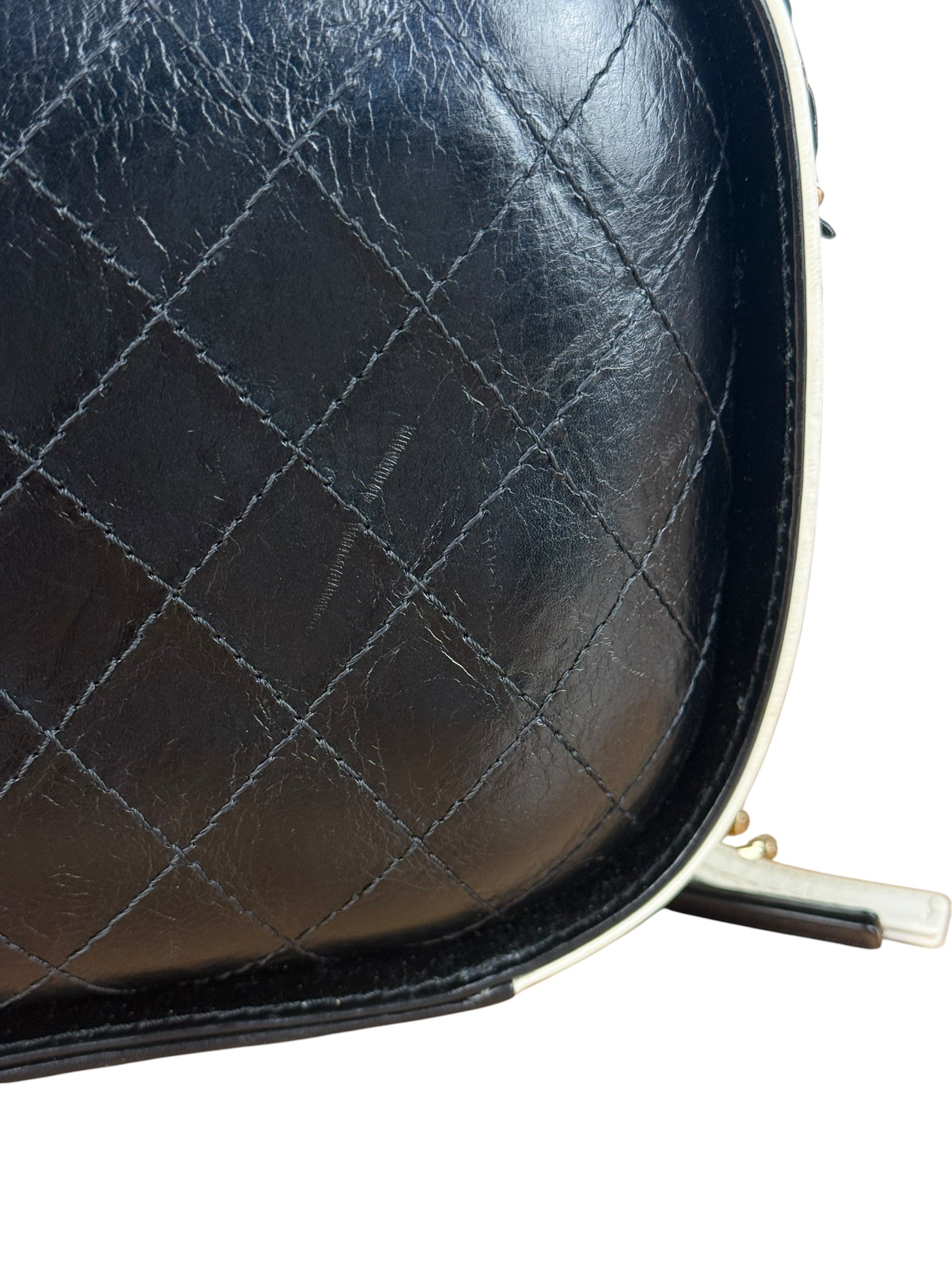 Chanel White/Black Quilted Leather 2Way Vanity Bag 2019