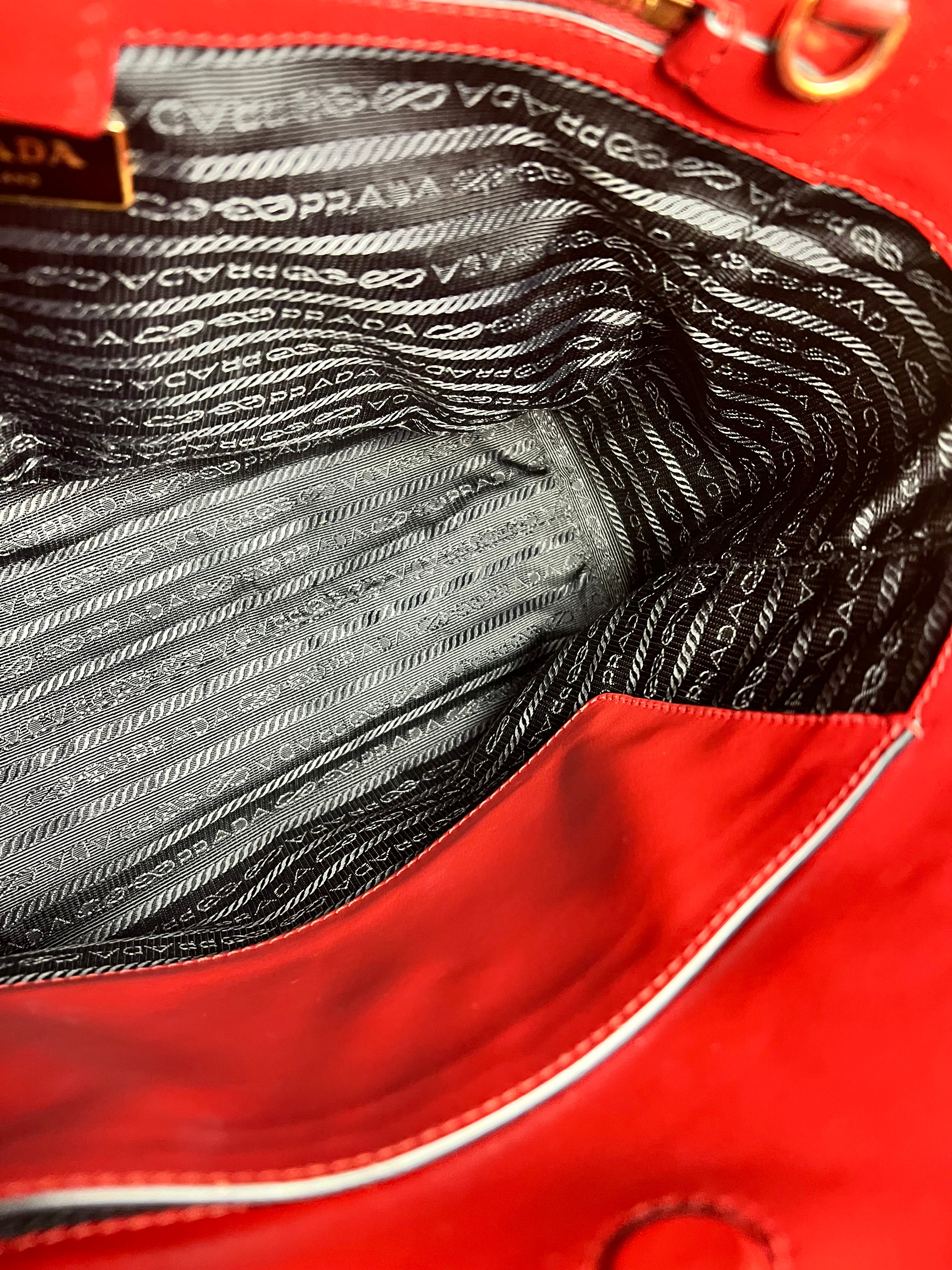 Prada Red Saffiano Leather 2Way Tote