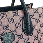 Gucci Bicolor Leather Trim GG Canvas Two-Way Tote Bag
