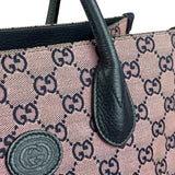 Gucci Bicolor Leather Trim GG Canvas Two-Way Tote Bag