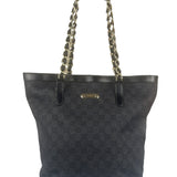 Gucci GG Black Canvas Capri Chain Tote Bag