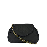 Chanel Black Quilted Satin/Leather Trim Chain Shoulder Bag 1989