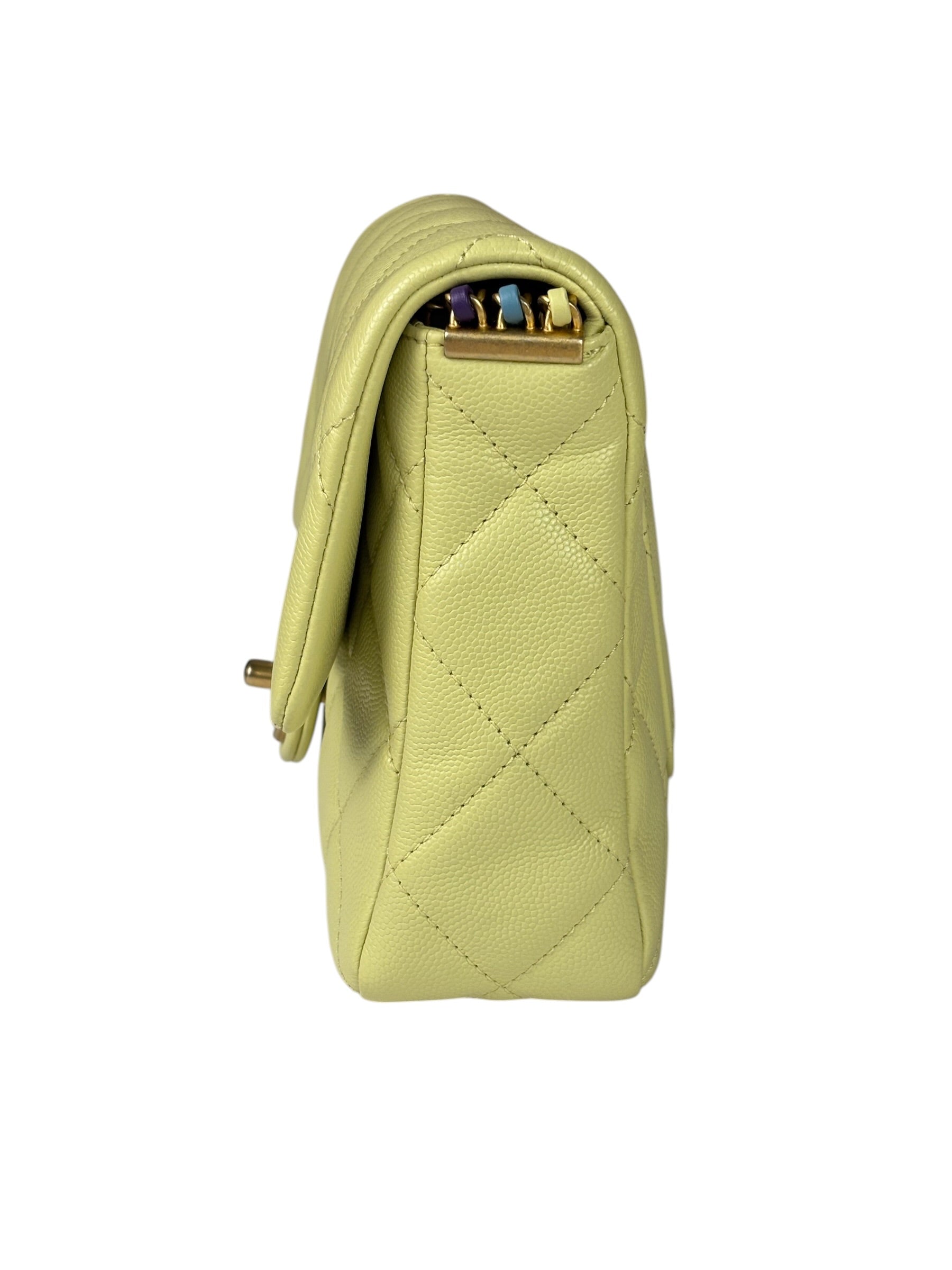 Chanel Yellow Caviar Leather Mini Flap Bag