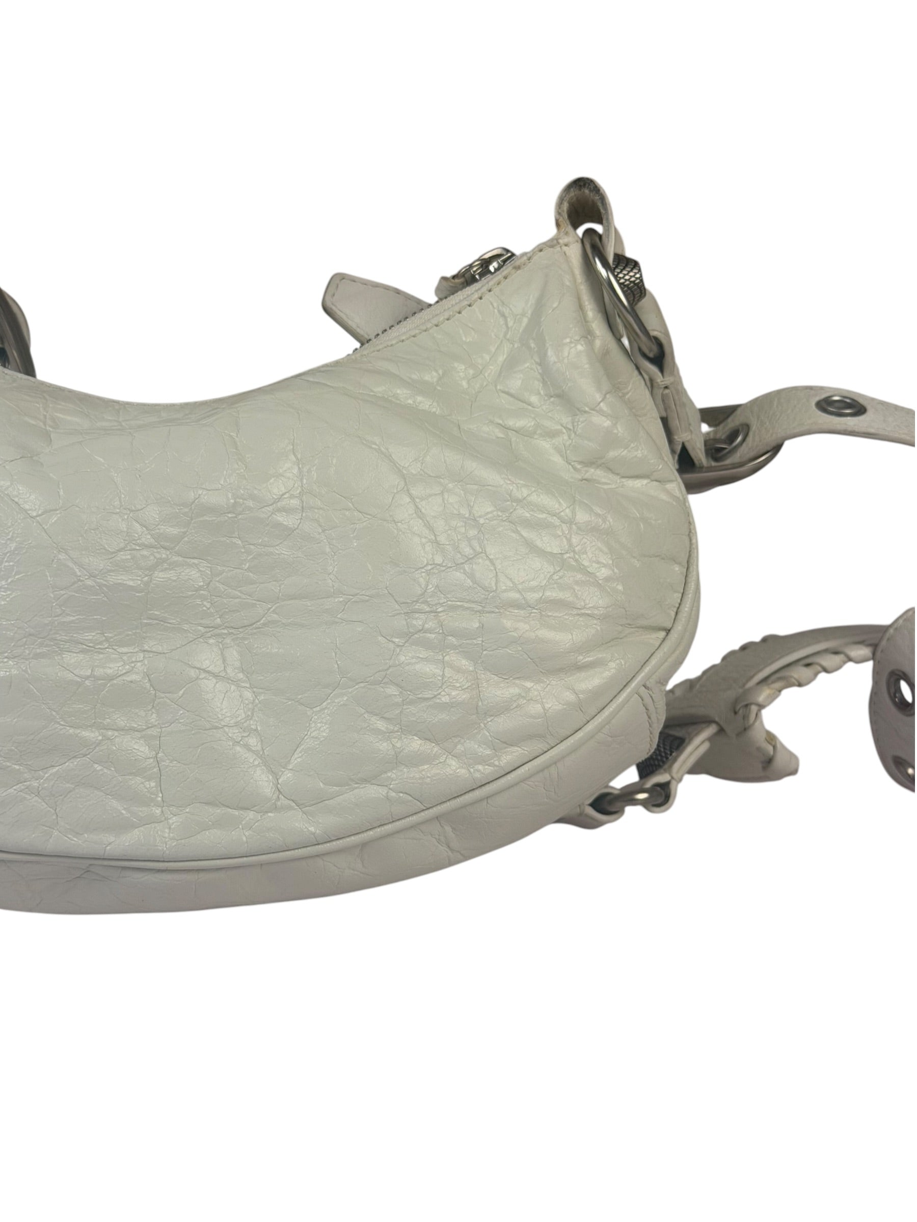 Balenciaga White Lambskin Le Cagole Shoulder Bag