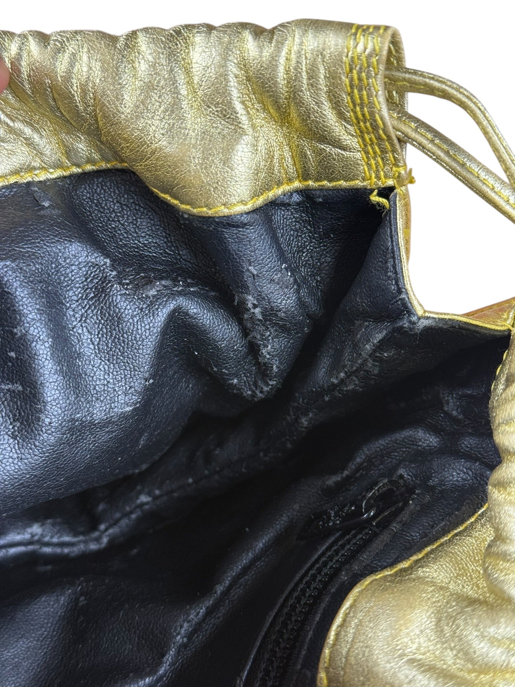 Loewe Gold Leather Anagram Shoulder Bag