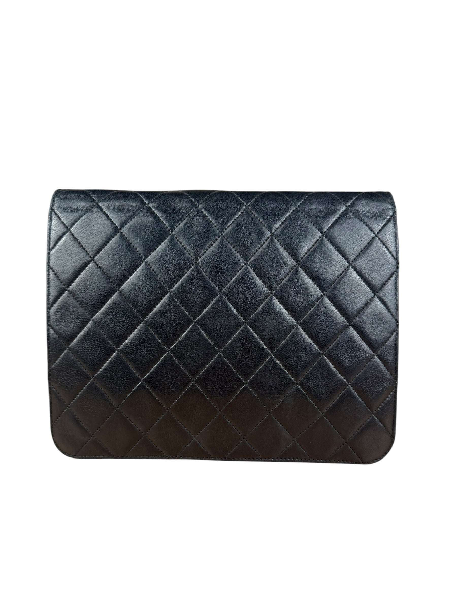 Chanel Black Diamond Stitch Lambskin Square Flap 1988