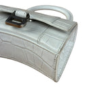 Balenciaga White Croc Embossed Nano Hourglass Bag